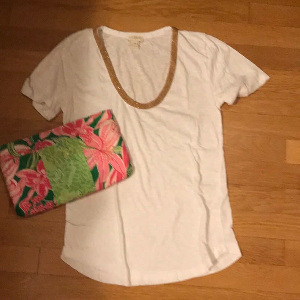 J. Crew T-Shirt with Gold Neckline